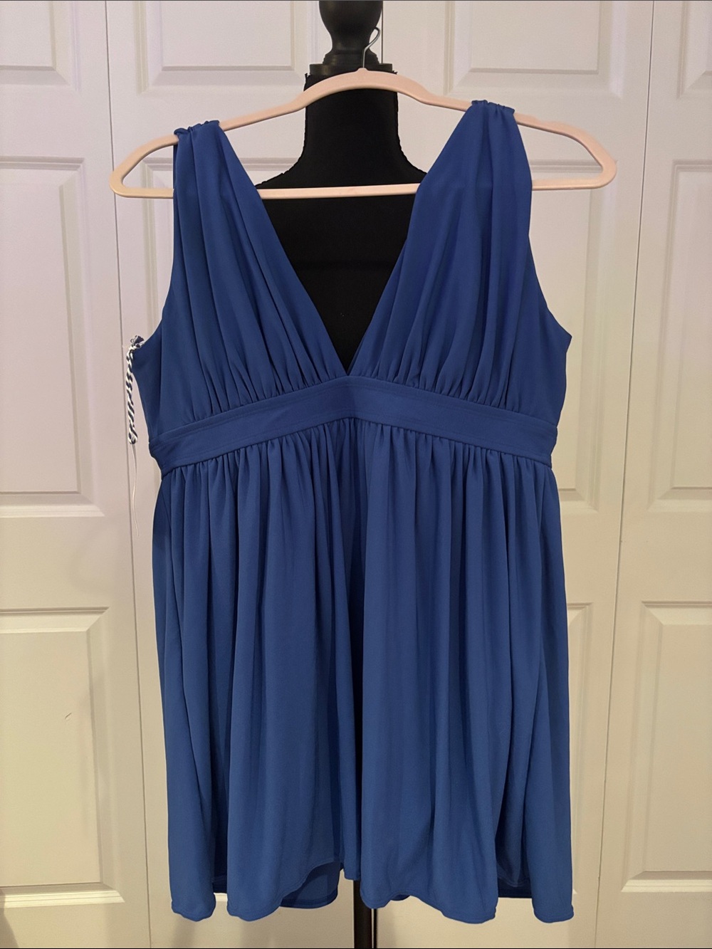 Blue V-Neck Swim Dress